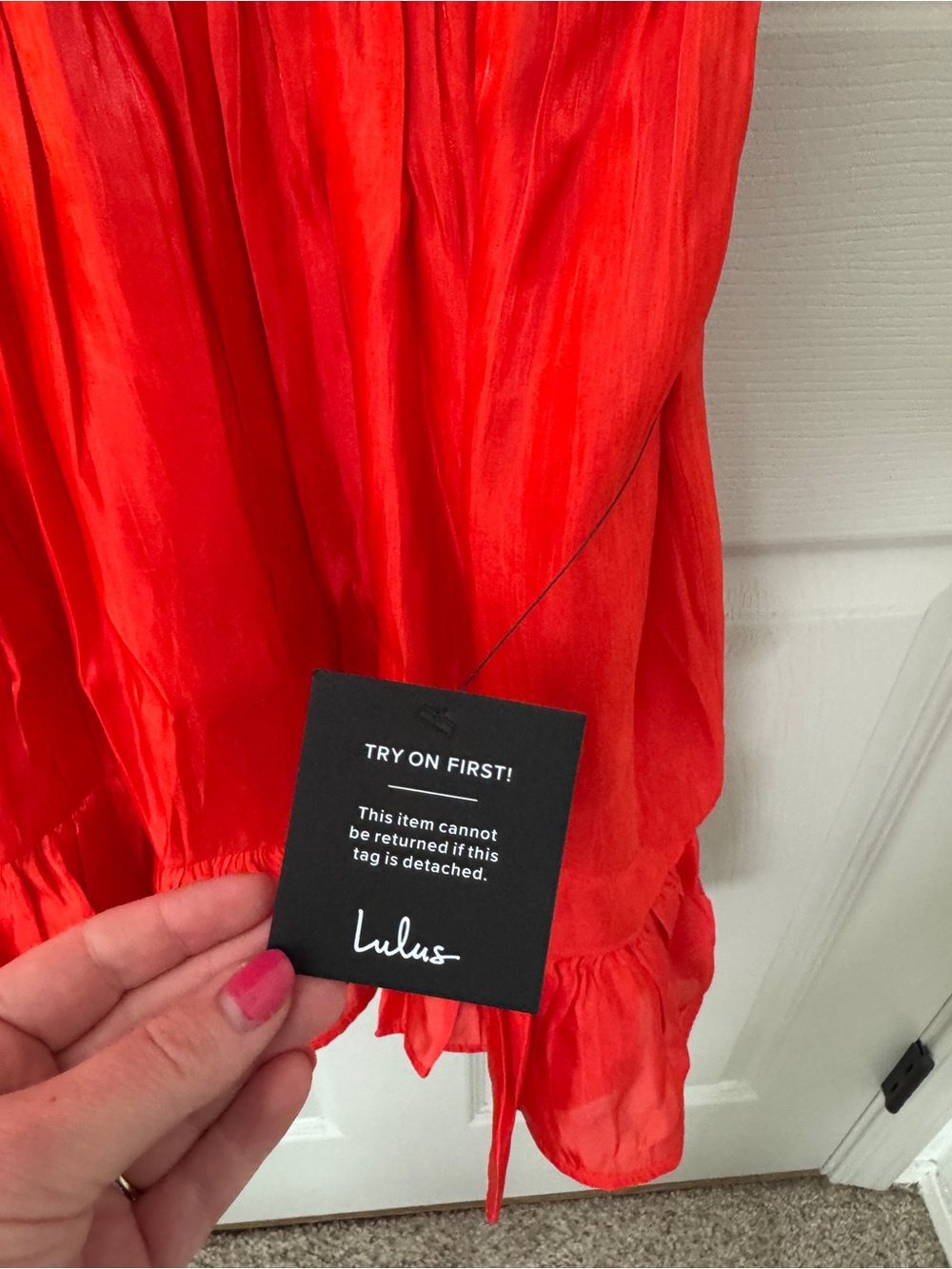Lulu's Vibrant Red Ruffled Mini Dress - Picture 5 of 5